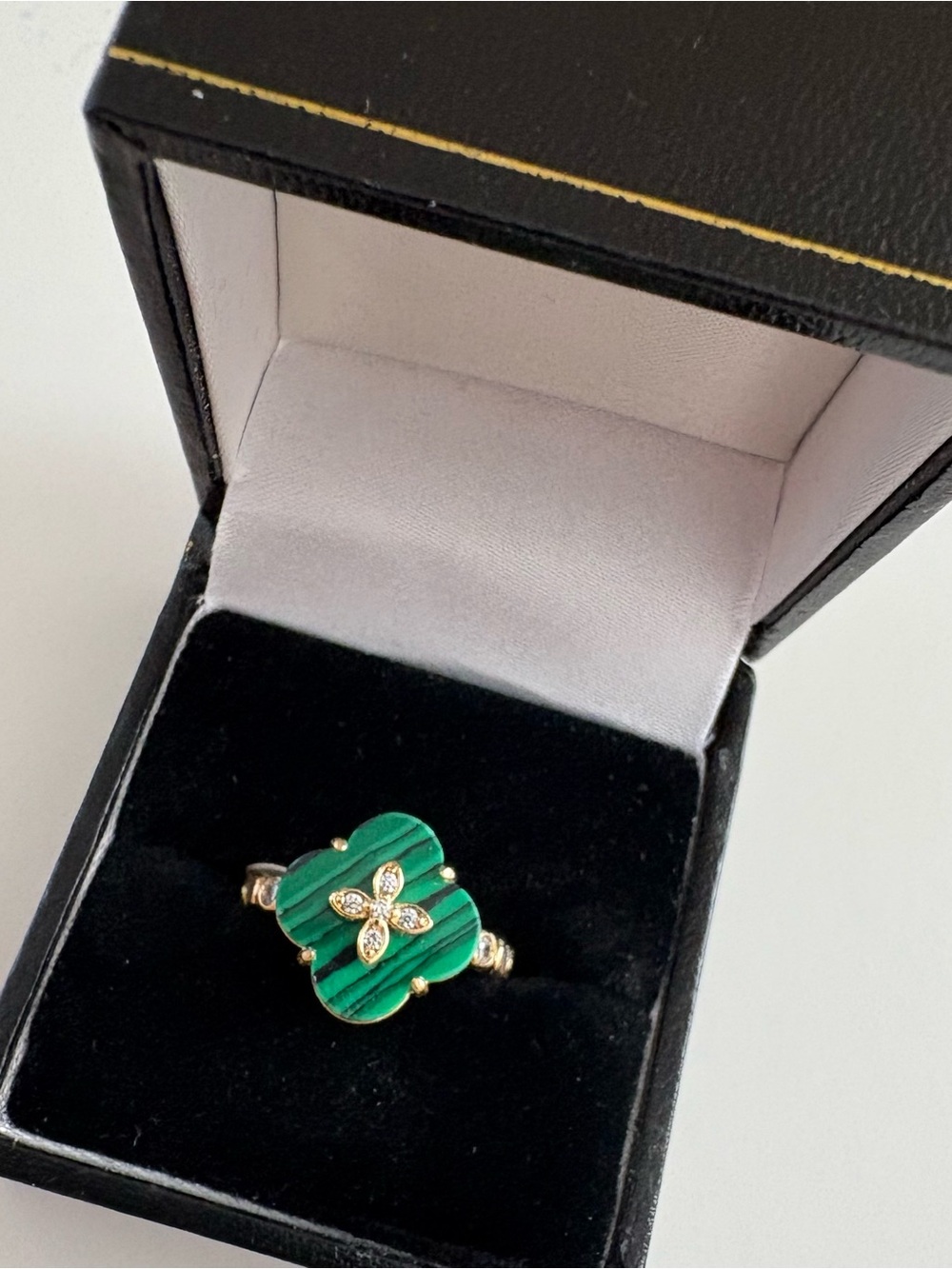 Bomb Party The Marina Ring RG83664 Malachite Magnesite Gold Plating